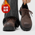Derby cotton shoes 2025 new arrivalwinterlow anklebootsmenheattechretroworkwearthick solesuedefleece-lined leather shoes