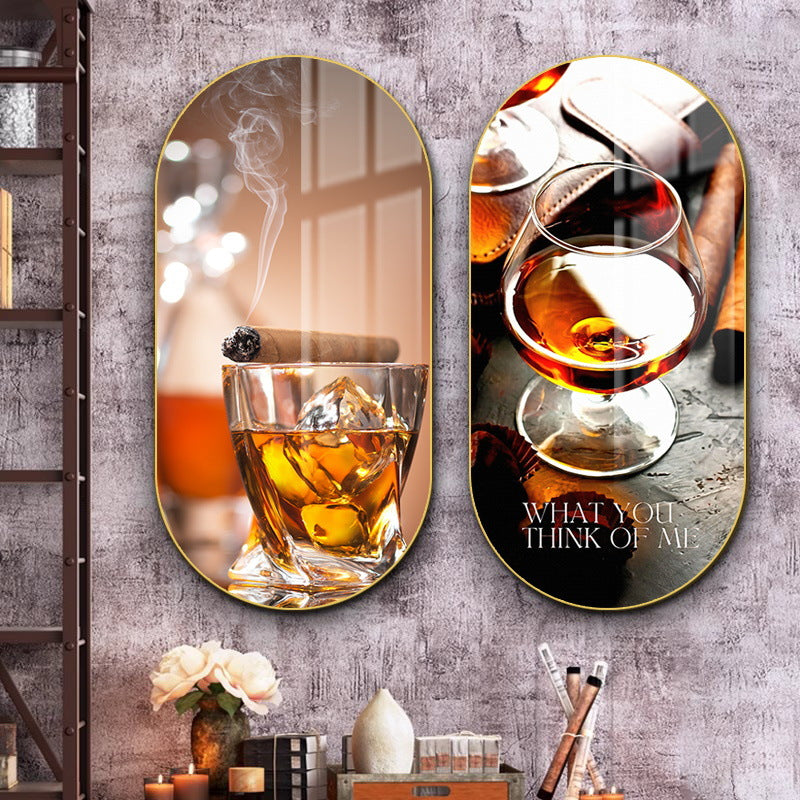 Bar wall decoration painting industrial style whiskey poster clear bar bathroom mural American retro cigar hanging painting