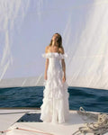 Beach vacation style suspender skirt gauze frenchruffles beach dress atmosphere long skirt elegant fairy style
