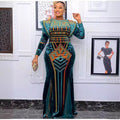 supply fall and winterelegantwork clothing beading heavy industry hot diamond patchwork mesh high waist hip-covering mermaid dress