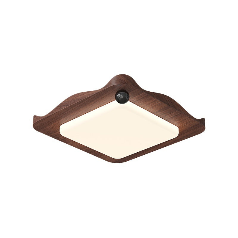 Whole house lighting combination package Living room light Ceiling light Medium antique walnut color rectangular rotunda main light