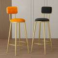 Minimalist modern high bar stool - nordic style gold-tone luxury iron backrest chair for bar, ktv, and counter seating