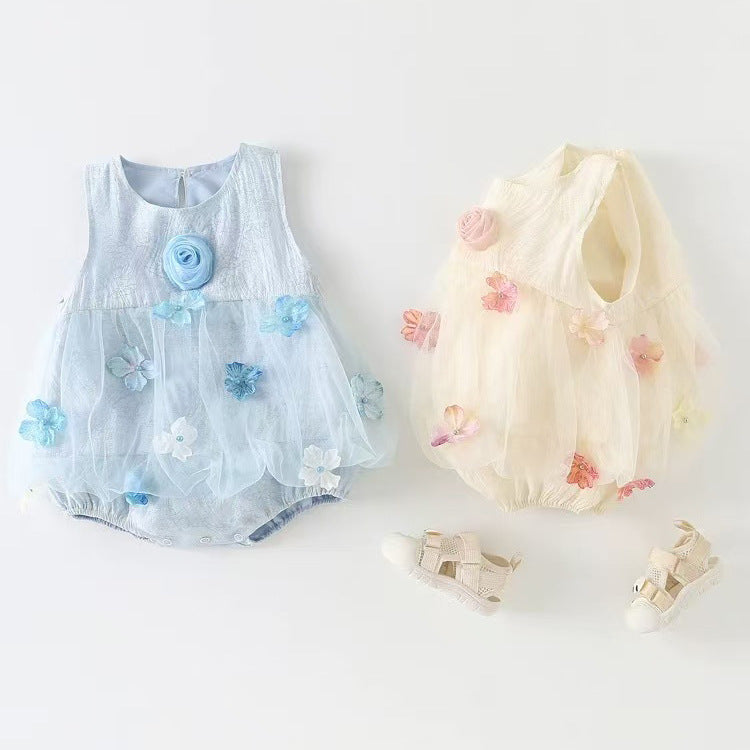 Baby full month, 100-day celebration, first birthday red dress, princess style, summer lightweight romper dress, stylish outfit for young female babies