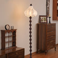 American retro style floor lamp walnut color fabric sofa lamp medieval log style solid wood atmosphere vertical lamp
