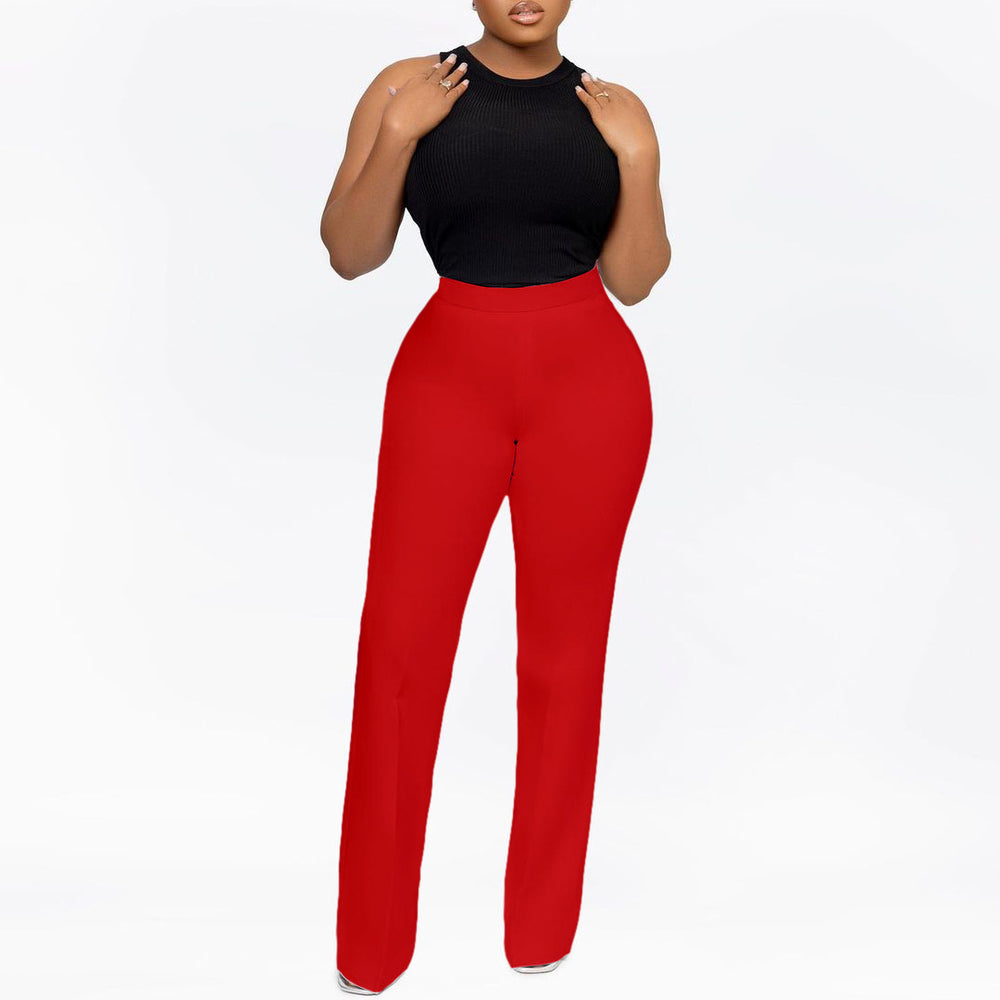 D3257 cross-border  fashionable european and american style casual solid color high-waisted wide-leg pants elastic african casual pants