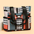 2024 new large capacity shoulder bag fashion korean style handbag color block plaid tote bag women's bag mom bag