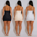 C7560 cross-border   fashion women's sexy camisole pearl sequin dress mini skirt