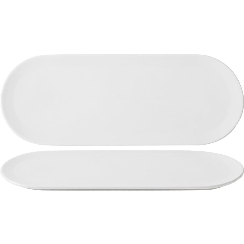 White dessert plate ceramic pure white oval plate cake plate flat plate for home creative good-looking plate sushi plate