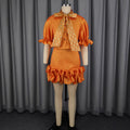 Bowknot satin top & slim-fit bodycon mini skirt two-piece set