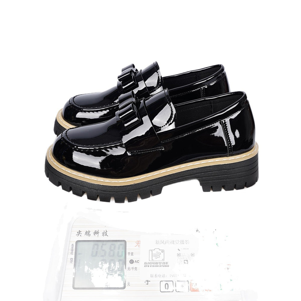 2026 spring new bowknot low-top flats - plus size platform shoes - british style export leather shoes for women - in stock