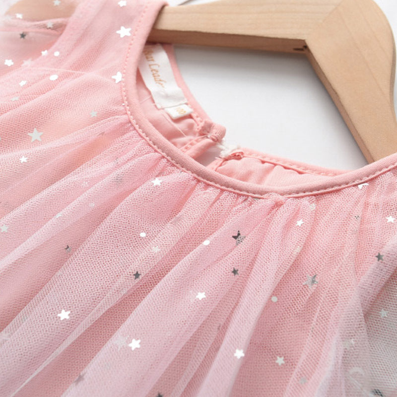 Summernew arrivalgirl star mesh gradient skirt cartoon flying pony printing princess skirt unicorn gauze skirt