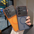 applicable large window samsung s26ultra mobile phone case s25u lycra frosted magnetic metal button protective case