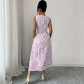 European and american cross-border  bohemian beach vacation floral print backless bow sleeveless mini dress