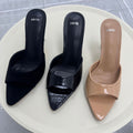 Mng2026 summer new women's shoes black suede mules high heel sandals women's stiletto heel slides