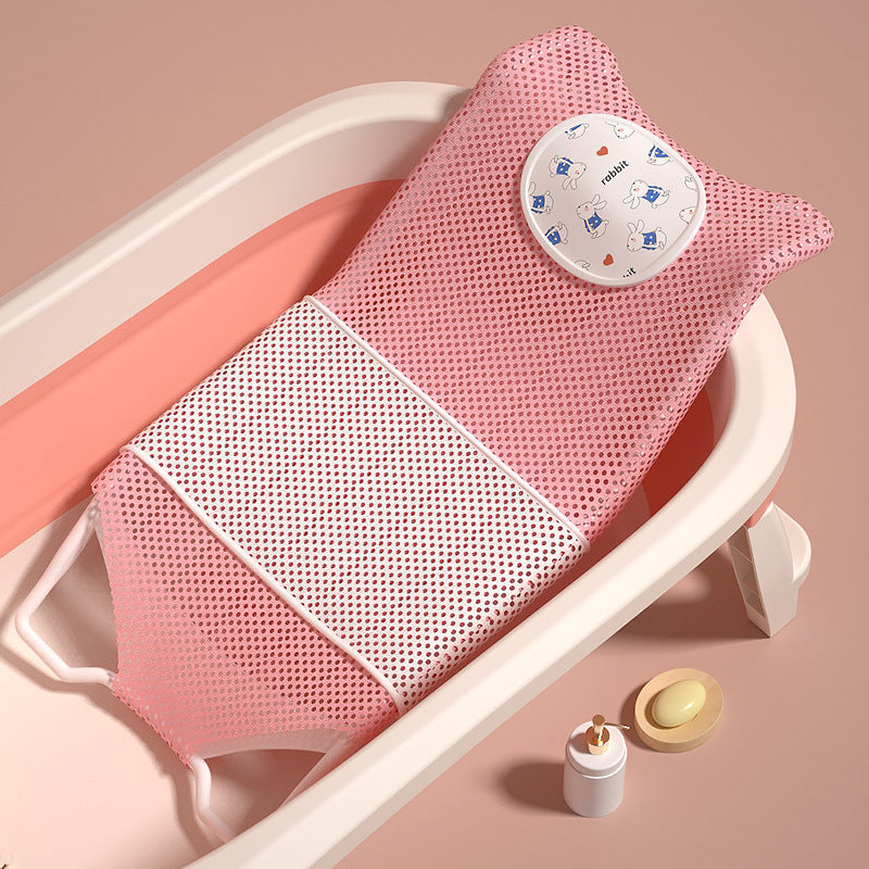 Baby bath net headrest bath bed kids non-slip bath support net newborn bathing net baby bath rack hangable bath mat