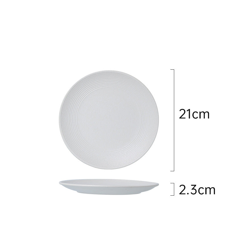 Vintage creative ceramic dinnerware western plate home frosted line ceramic dish hotel restaurant business plate