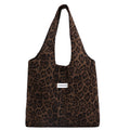 Fall and winterretro leopard print shoulder canvas bag large capacity tote bag niche styleeasiest for matchwork clothing bag college student class bag