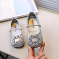 Girls' leather shoes - new spring collection: stylish square-toe ballet flats with rhinestone detail, slip-on design, and non-slip sole