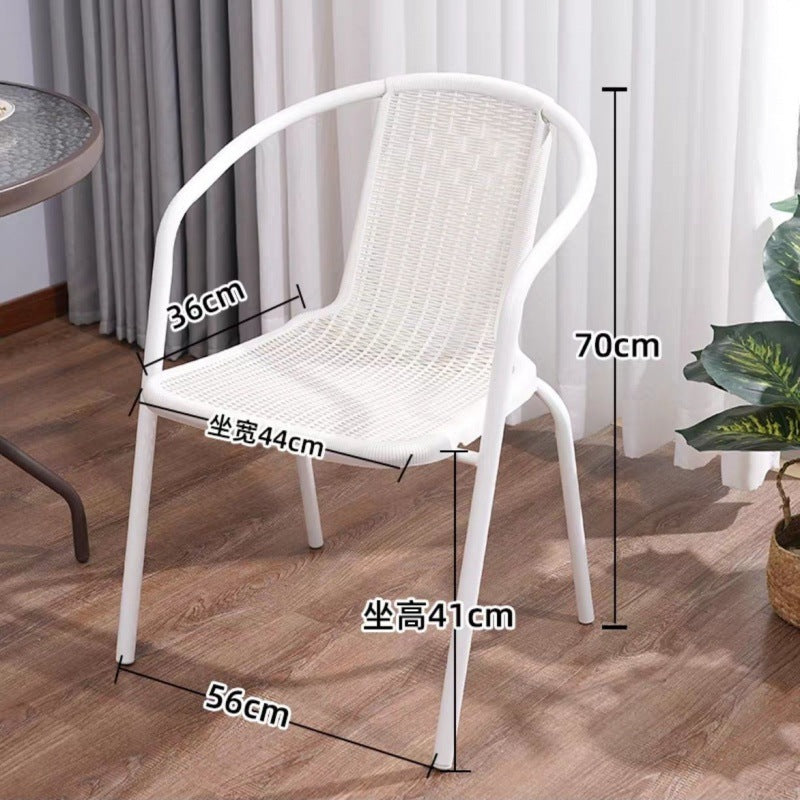 Rattan backrest chair for home chair plastic stool thickened backrest casual chair dormitory for home dining chair mahjong chair