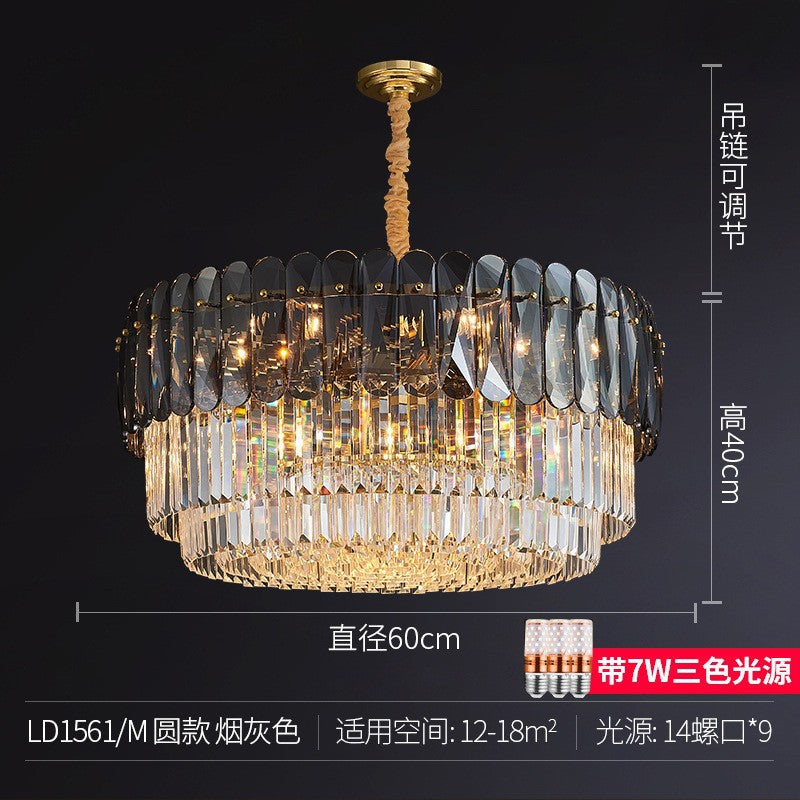 Light luxury crystal lamp creative living room chandelier post-modern simple atmosphere high-end villa Hong Kong-style restaurant bedroom lighting
