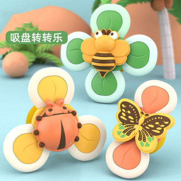 Cross-border baby insect spinning music suction cup gyro baby butterfly flower toothpaste rotating toy