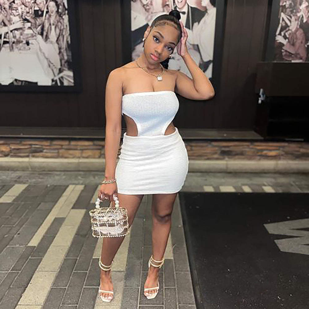 European and american cross-border women's fashion:  autumn  street style sexy off-the-shoulder mini dress