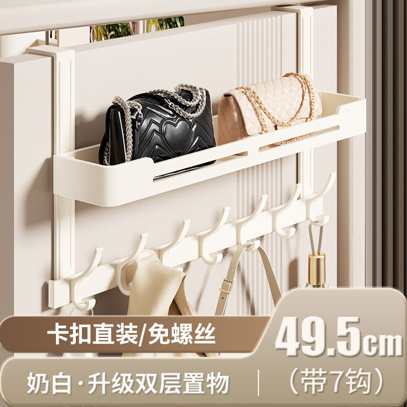 Over-the-door hook rack - no drilling required! perfect for hanging clothes, keys, and hats. a space-saving organizer for your bedroom or entryway