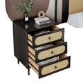 Solid wood bedside table medieval scandinaviancasual modern rattan small cabinet b&b bedroom storage chest cabinet