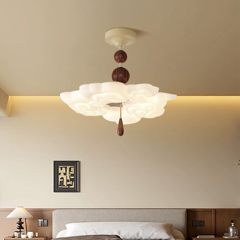 Medieval Cream Style Advanced Atmosphere Room Lighting Designer Creative Walnut Pattern Bedroom Light Xiangyun Chandelier