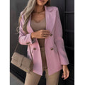 fashion: european and american autumn/winter new double-breasted blazer - solid color women's outerwear