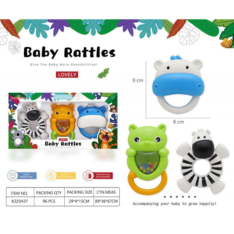 Cross-border export baby toys 0-1 years old gift box rattle set newborn baby soothing hand crank grip puzzle