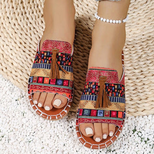 foreign trade plus size flat slippers for women,  summer new style, european and american roman tassel beach sandals, wholesale