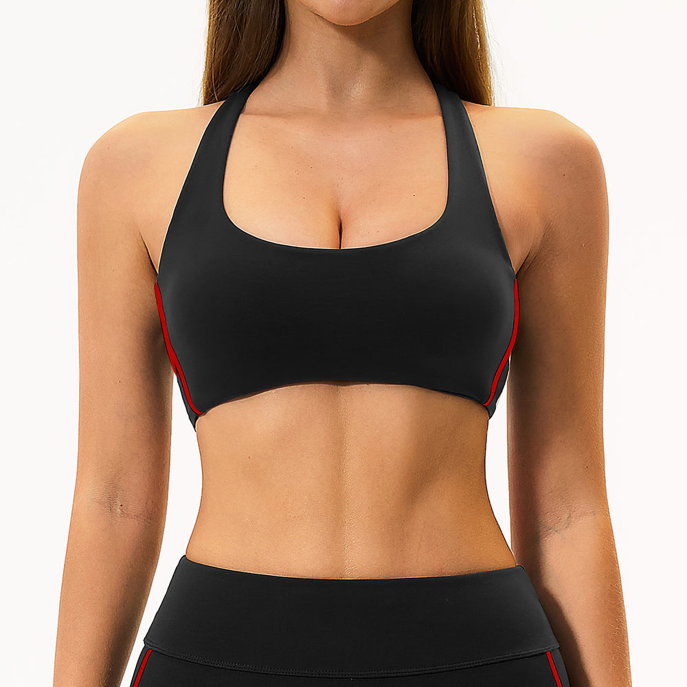 Color block brushed fleece compression tank top with removable pads - breathable, comfortable, quick-dry yoga & workout top 4539