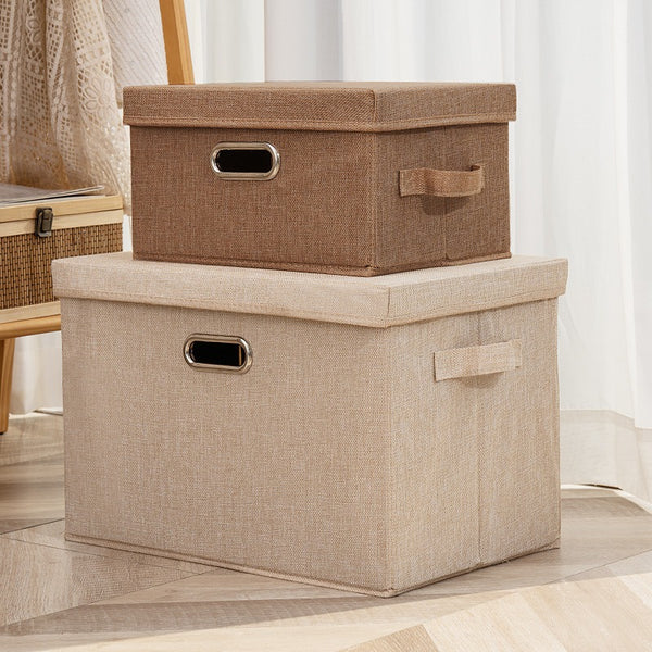 Tianshan cotton and linen with lid storage box foldable drawer clothing wardrobe storage finishing box fabric toy storage box