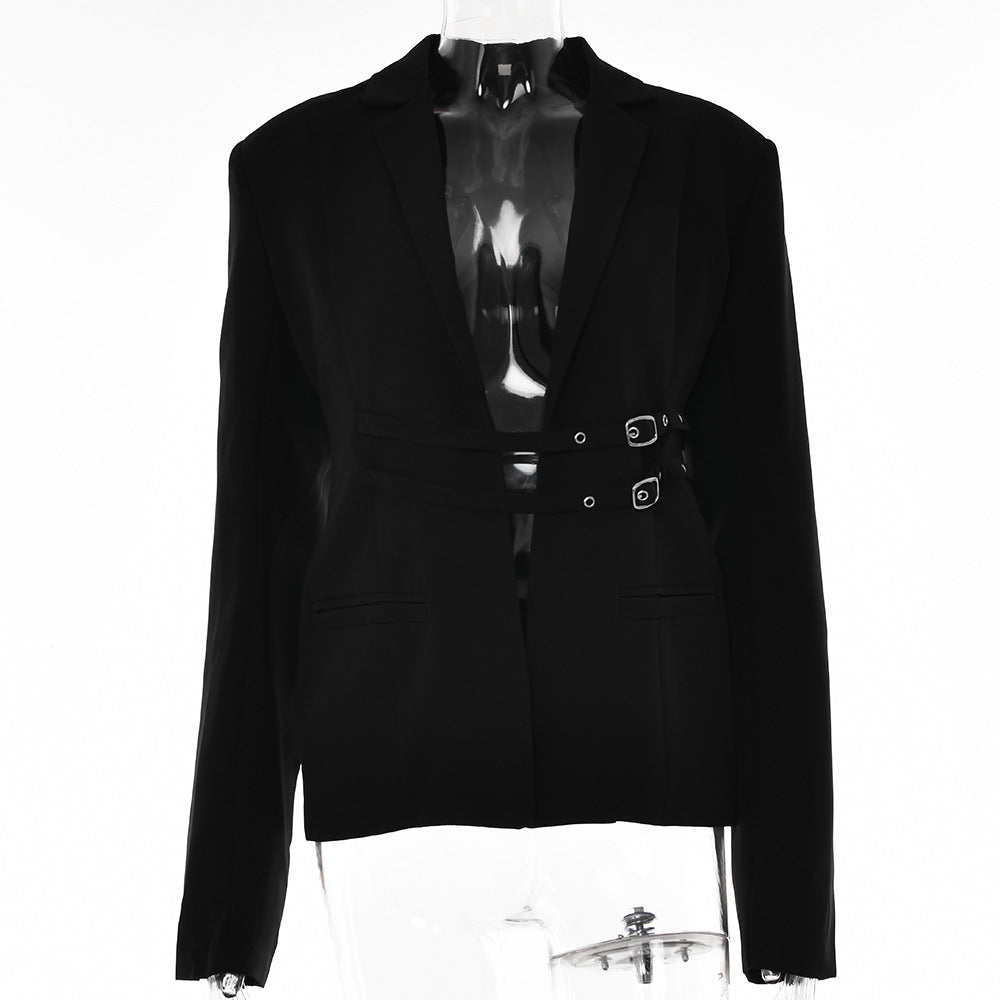 European and American  autumn cardigan suit jacket fashion hot-selling casual long-sleeved lace-up women's suit new versatile