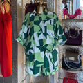 European and american cross-border women's fashion:  autumn new collection - trendy printed oversized shirt & high-waisted wide-leg shorts casual set
