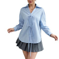 Spring/summer/autumn solid color front button long sleeve shirt - casual, minimalist, stylish, and versatile top, perfect for everyday commuting