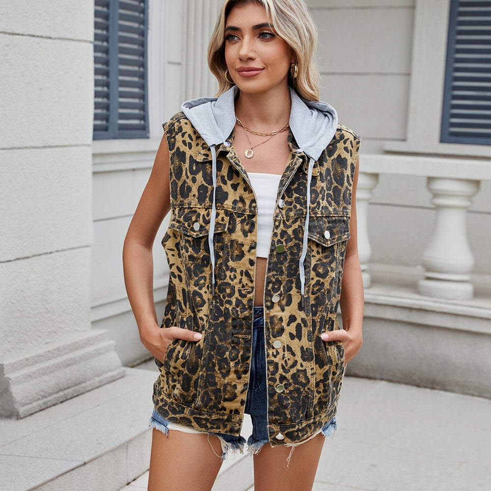 Independent real shot  fashion cross-border  new arrivalretro denim vest outwearloosecasual women's trendy