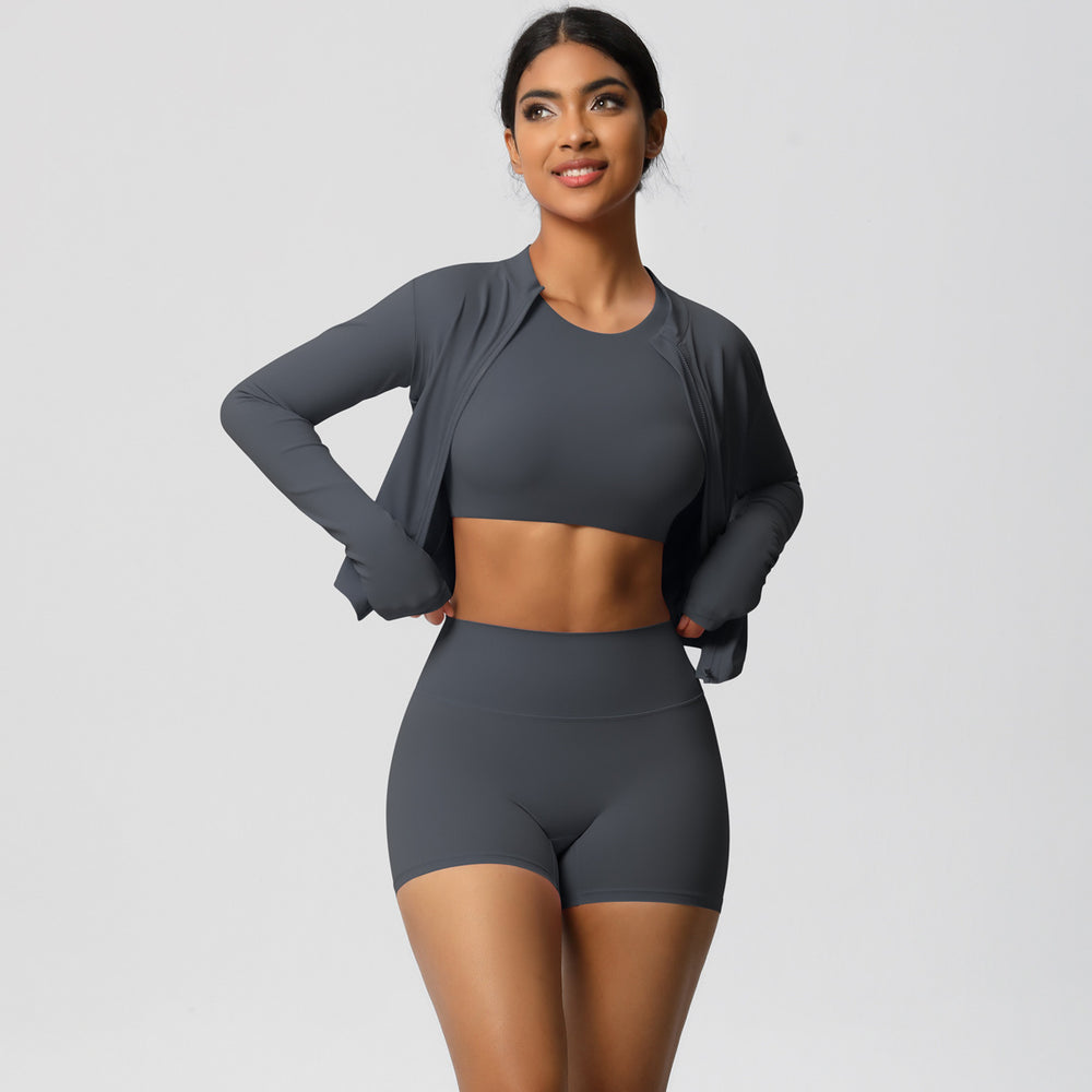 European and american high-waisted, tight-fitting yoga outfit - barely-there feel, quick-dry activewear set for women - outdoor casual, slimming, three-piece gym set