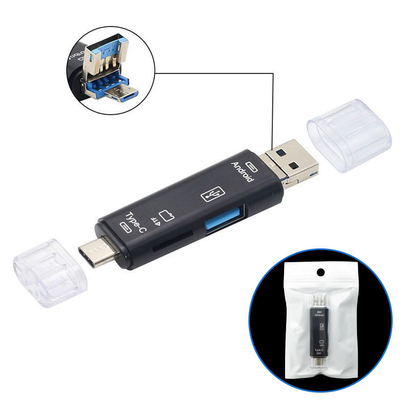 Type-c card reader tf android usb to otg 2.0 adapter - multifunctional 5-in-1