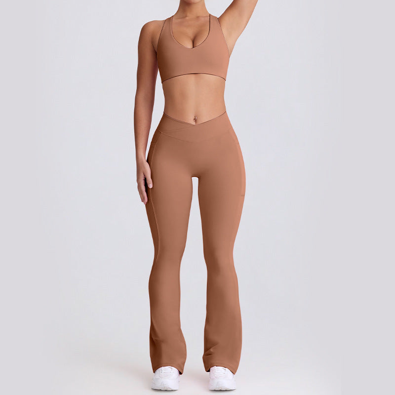 New arrival cross-border sports intimates sling nude yoga clothes outdoor fitness quick-drying yoga pants yoga clothes suit for women
