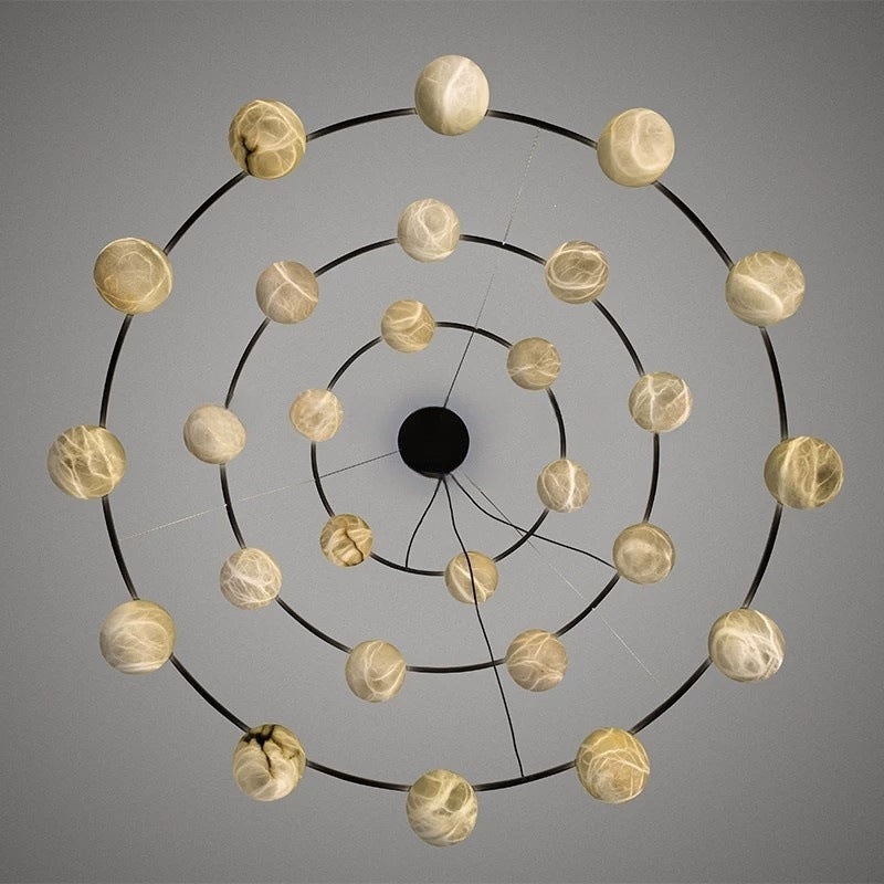 All-copper natural marble living room chandelier - minimalist bedroom, dining room, showroom designer light - light luxury - eu ce certified