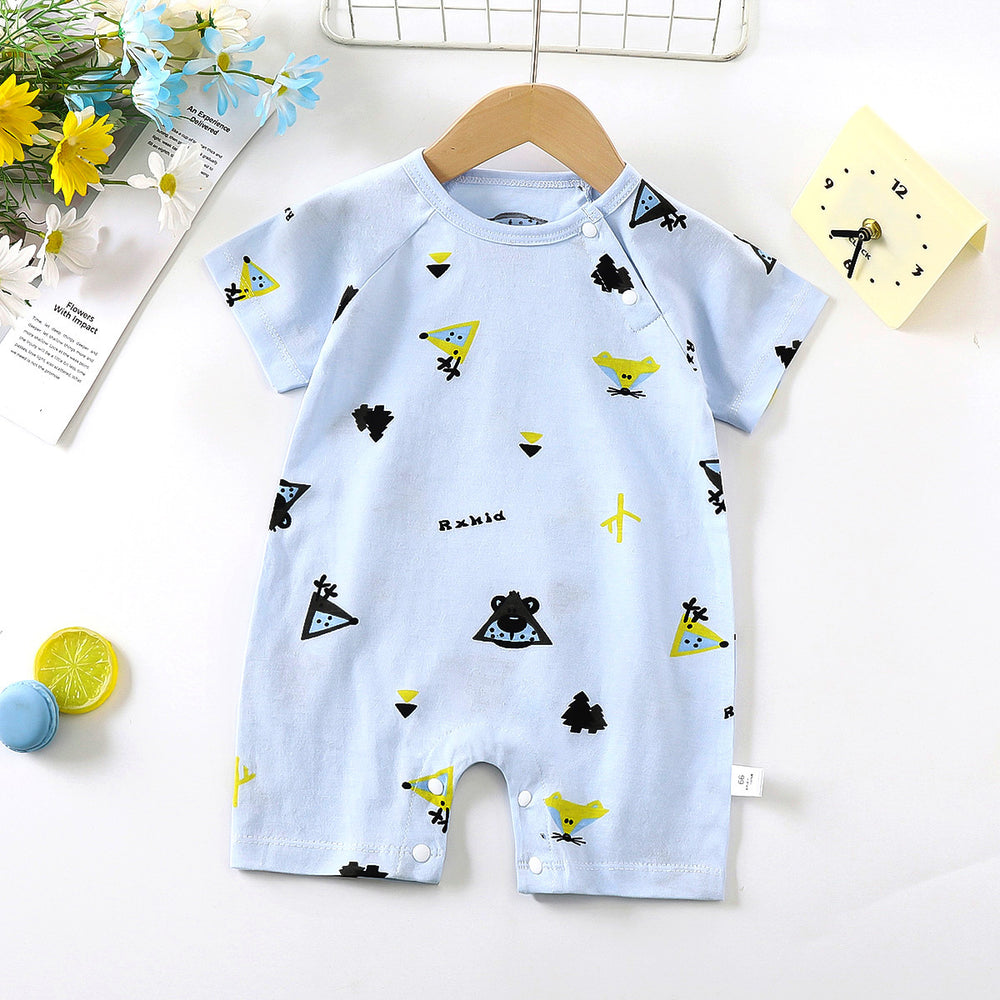 Baby clothes summer thin pure cotton air-conditioning clothes pajamas newborn baby short-sleeved onesie baby outing khaki crawling