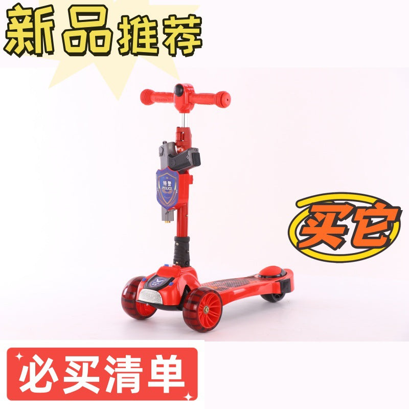 New children's meter high scooter foldable scooter stacking lifting meter high car big wheel flash children's skateboard folding
