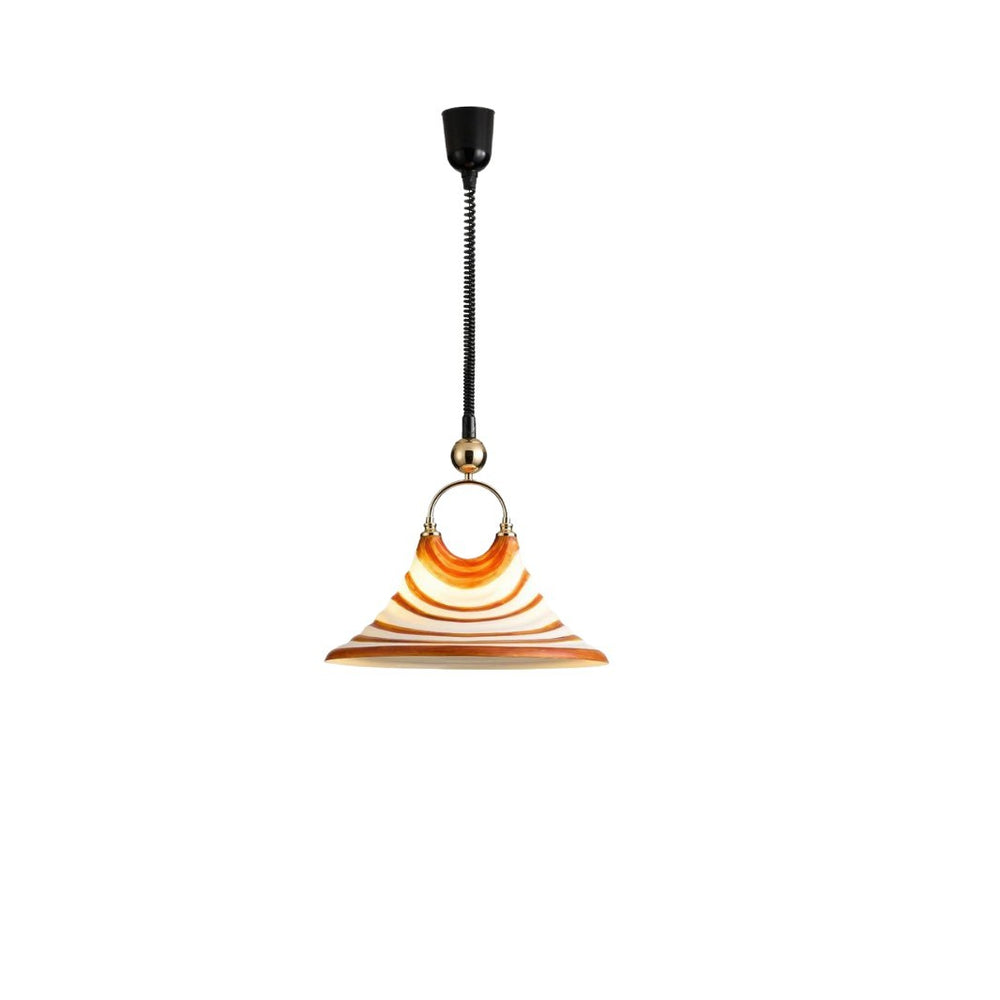 Vintage-style extendable spiral pendant glass chandelier - retro caramel stripe hand-crafted glass pendant light