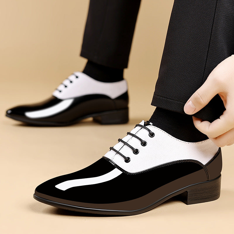 2024 men's new low-top business formal shoes, british style, plus size trendy shoes, fashionable glossy soft sole leather shoes for men