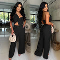 C7375 cross-border   fashion women's sexy bow casual pants two-piece set new