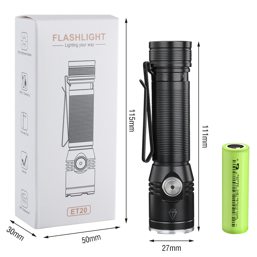 Cross-border new 2050 lumens EDC strong light flashlight outdoor convenient lighting emergency charging mini flashlight