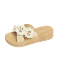 New platform sandals: 4cm chunky heel, criss-cross strap, three-flower design, women's summer outdoor slides, thick sole, non-slip, sweet beach shoes