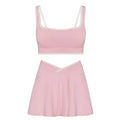 Shockproof with chest pad high elastic brushed fitness tops tennis skirt halter sports intimates short skirt yoga suit for women